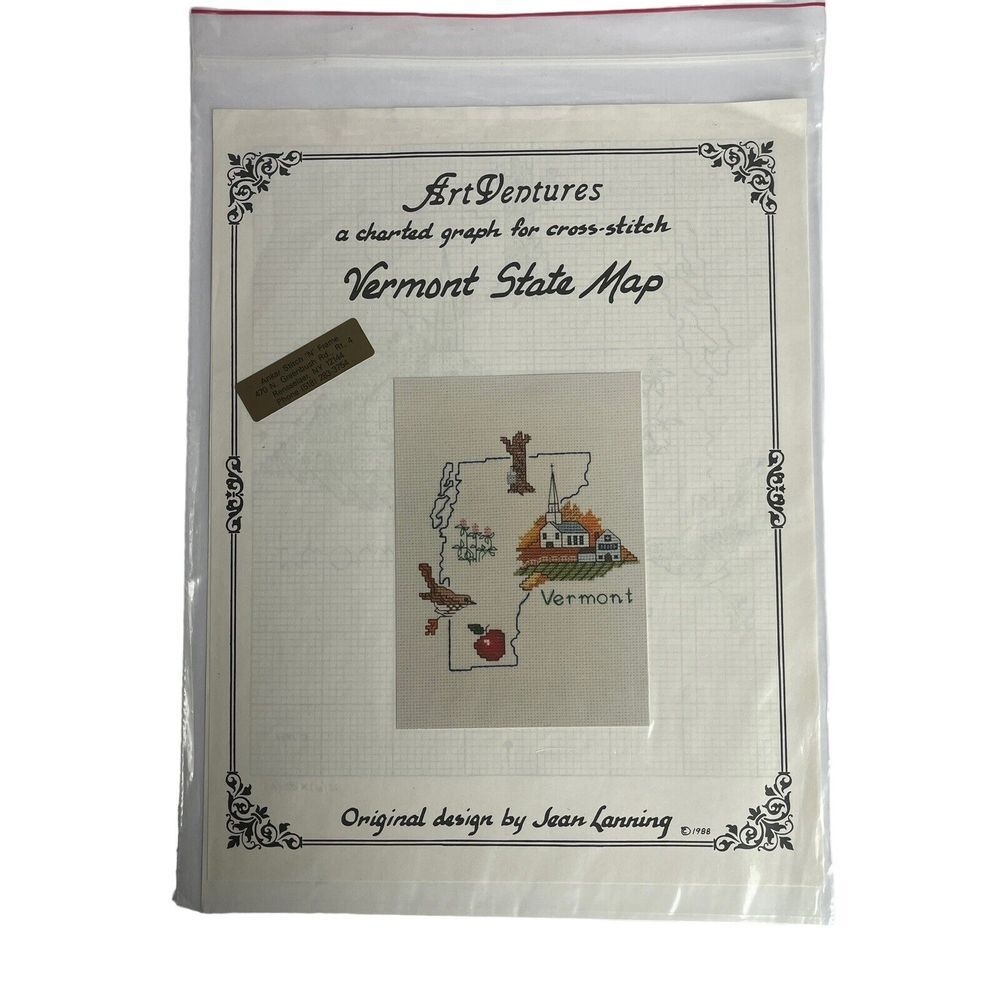 ART VENTURESโ Counted Cross Stitch Chart Pattern - Vermont State Design